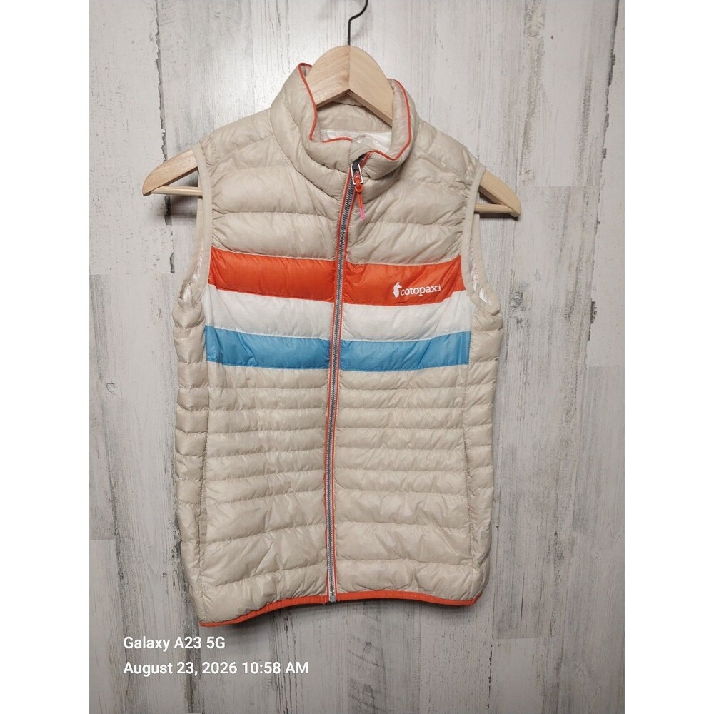 Womens XS Cotopaxi Fuego Down Vest Cream With Stripes